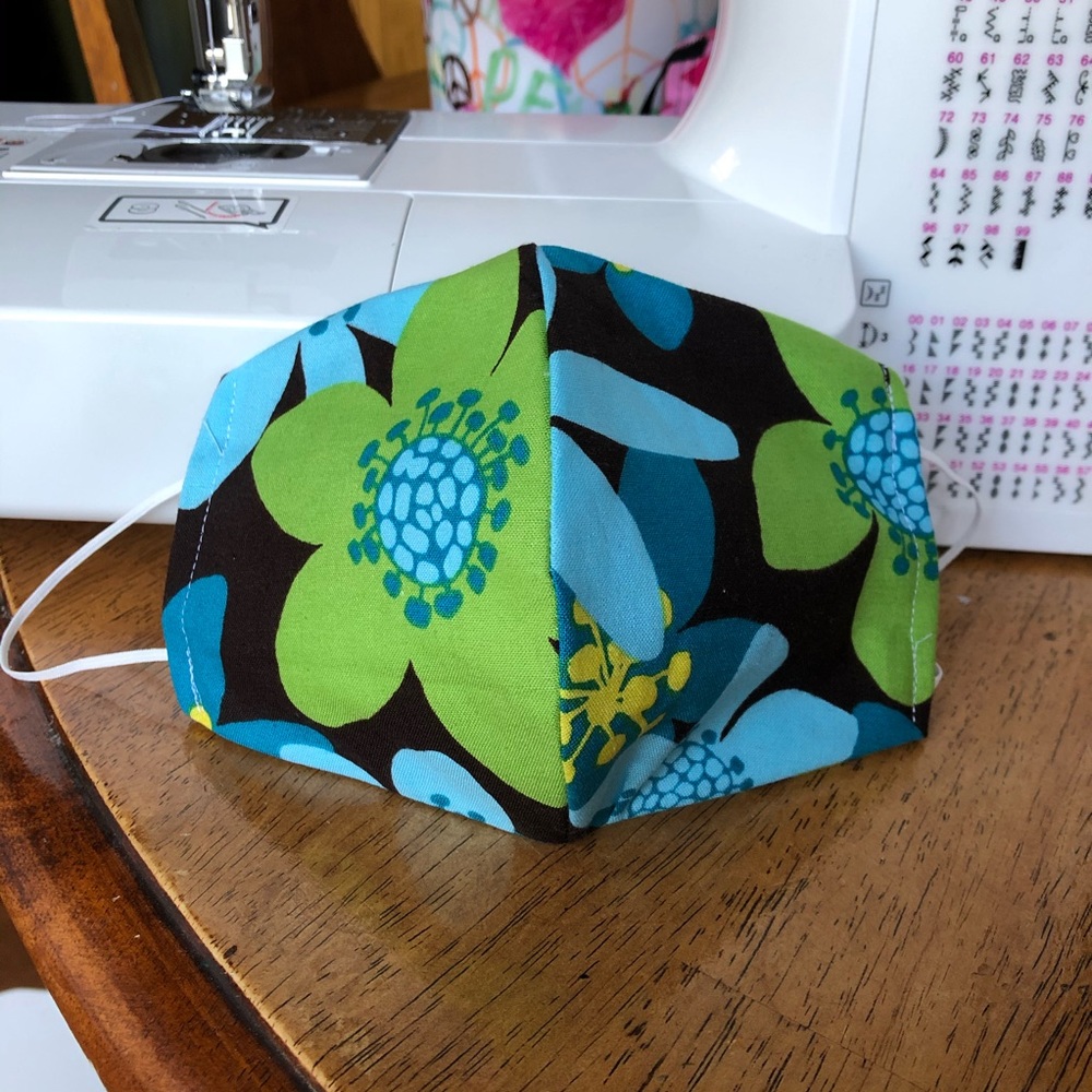 floral handmade triple layer face mask adult size